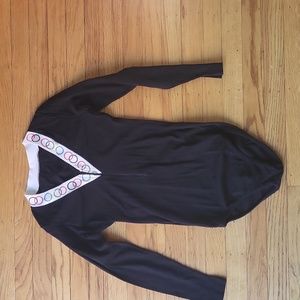 Vintage 1970s Danskin bodysuit. BLACK with Olympic rings.